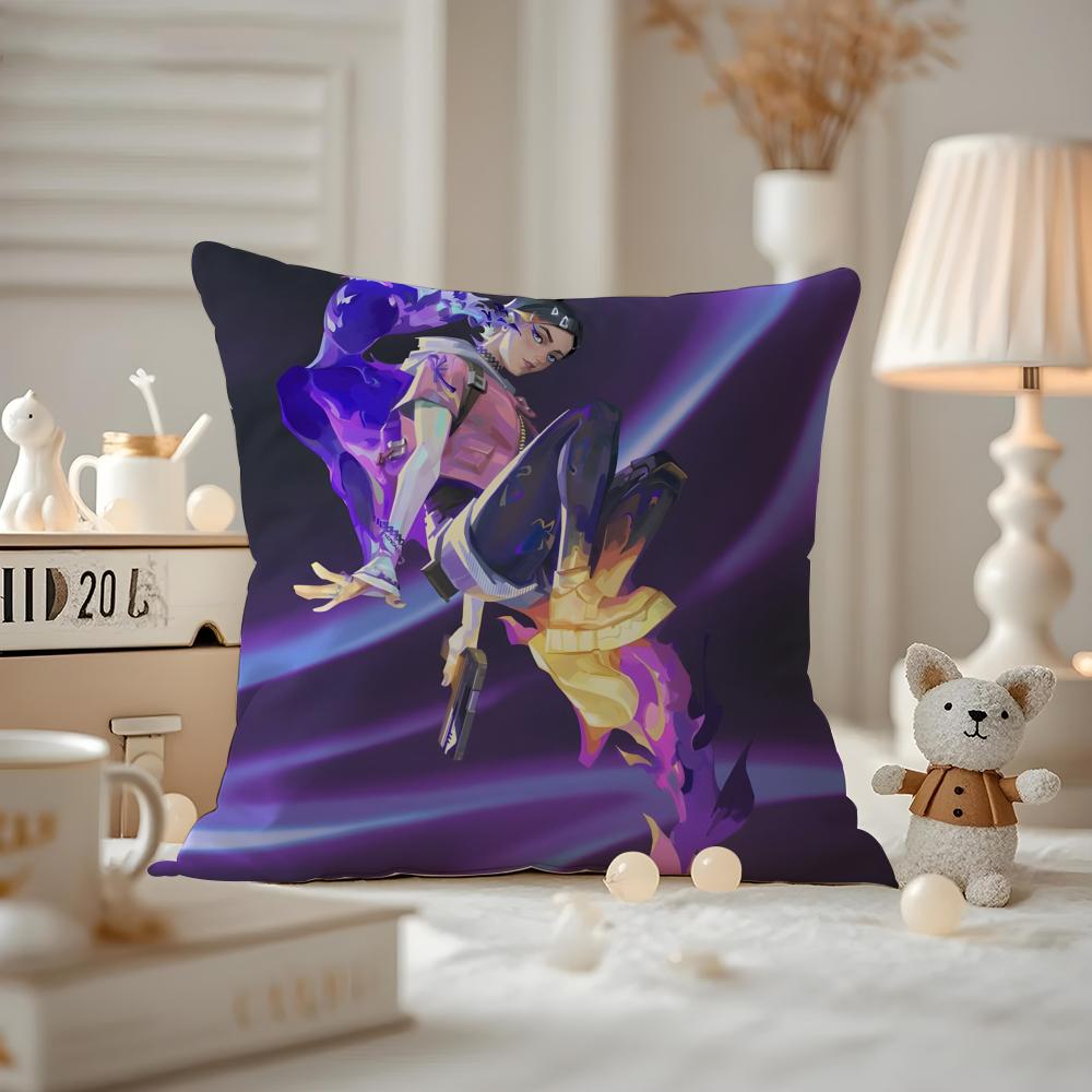 HOT Game VVALORANT Cushion Cover Antidustmite Pillowcase Invisible Zipper Silky Short Plush Sofa Cushion Cover