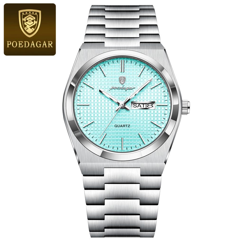 Business Man Watch Luminous Waterproof Stainless Steel Men Wristwatch Date Week Quartz Fashion Casual Men's Watches