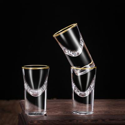 Golden Edged Small Wine Glass Luxury Vodka Glass Thick Bottom Baijiu Cup Transparent Drinkware Whiskey Glass Drinking Glasses