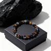 Festive Gifts Tiger Eye Black Onyx And Hematite Hexagonal Beaded Bracelet Bold Fashion Jewelry For Men Daily Wear Simple Versatile Accessory
