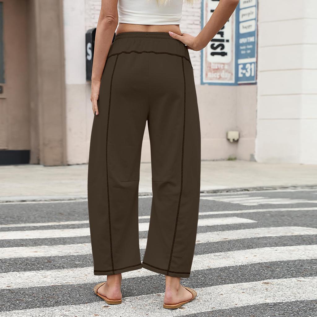 Women's Wide Leg Pants With High Waisted Straight Leg And Spliced Pocket Casual Pants
