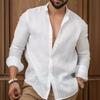 European/American Solid Cotton Linen Men's Casual Shirt, 2025 Youth Edition