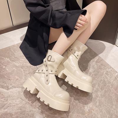 High Quality Brown Short Boots  Autumn New Thick Heel Thick Sole Women's Motorcycle Boots Outdoor Fashion Ladies Punk Boots