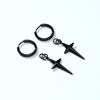 Stainless Steel Four Pointed North Star Huggie Hoops Earrings for Men Piercing or No Piercing Cross Jewelry Gift for Her Him