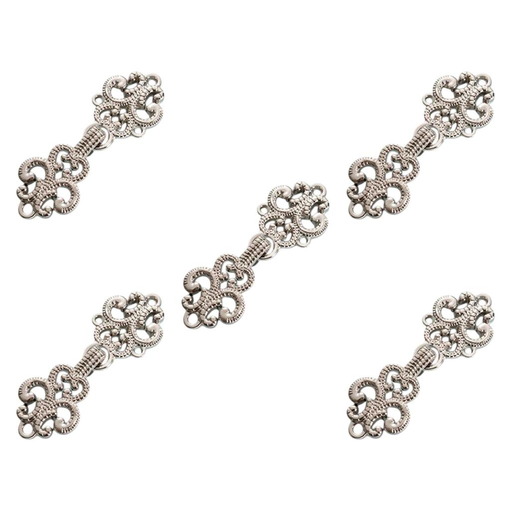 5x Cloak Clasp Fasteners Buckle Handcraft Traditional Sew On Cardigan Clips for Tang Suit Dress Shirt Stage Costume Cheongsam