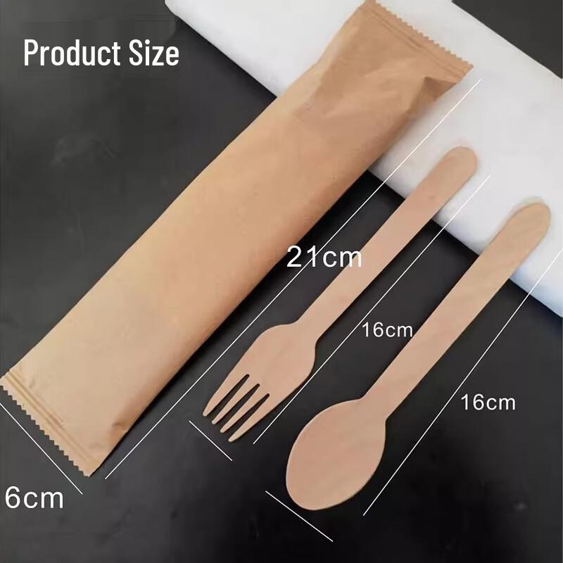 Disposable Wooden Spoon & Fork Cutlery Set