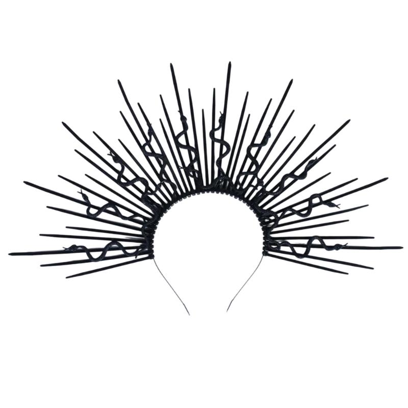 Punk Snake Headband Artistic Spiked Hair Hoop Gothic Rock Headwear for Cosplay Unisex Rock Spiked Headwear Accessory