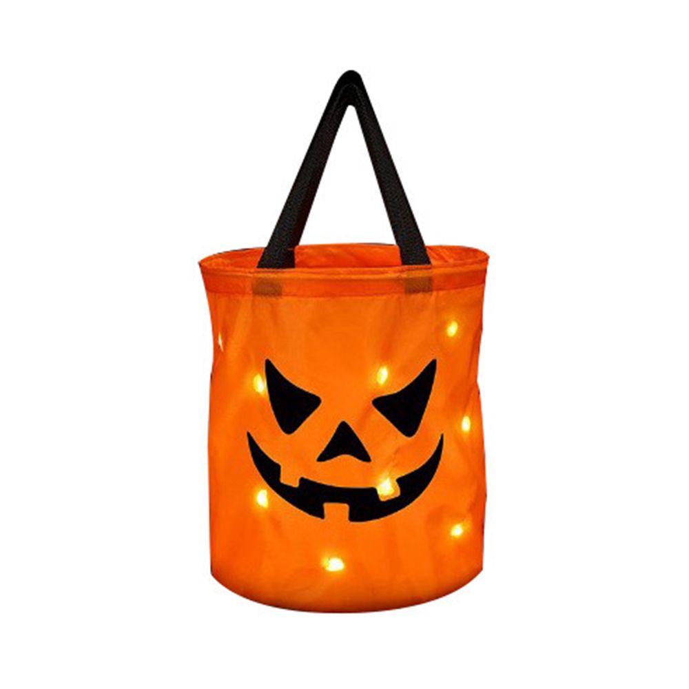 Grimace Party Pocket Trick or Treat LED Light Pumpkin Tote Bag Halloween Candy Bags Ghost Festival