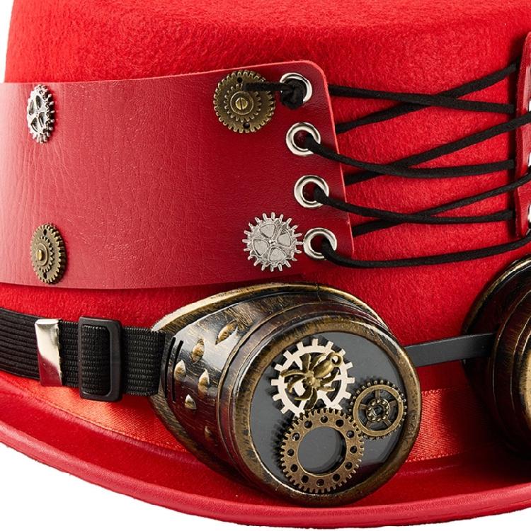 Gothic Magicians Hat with Removable Goggles Theme Party Cosplay Accessory Headwear For Masquerades Stage Show Photography
