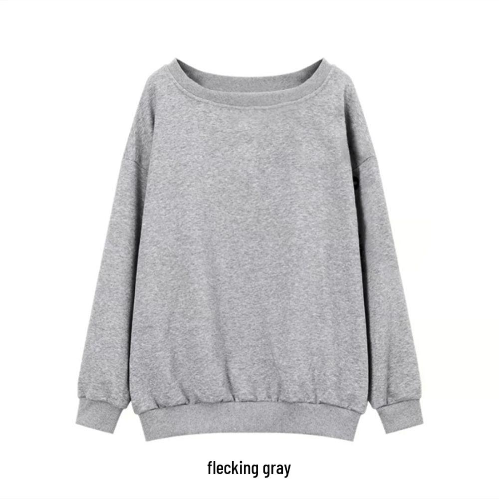 Women's Oversized One-Shoulder American Street Style Hoodie for Spring/Autumn