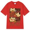 2026 Summer Cotton Tee Eat Sleep Roll Repeat Cat Graphic Unisex WOMEN Plus Size Loose Casual Hip Hop Streetwear Breathable Top