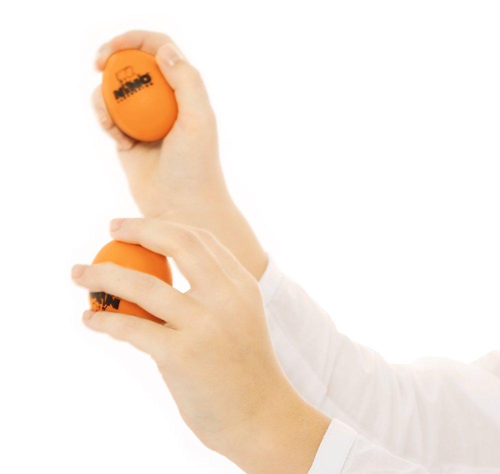 NINO Egg Shaker Set of 4 (NINO SET540-2) In Orange, Yellow-Green, Light Blue, and Purple