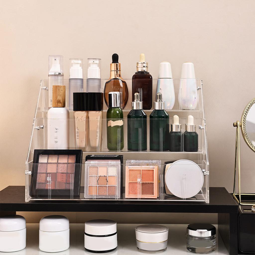 3-layer Transparent Cosmetics Storage Rack, Perfume Display Rack, Multi-function Ladder Display Rack 2026