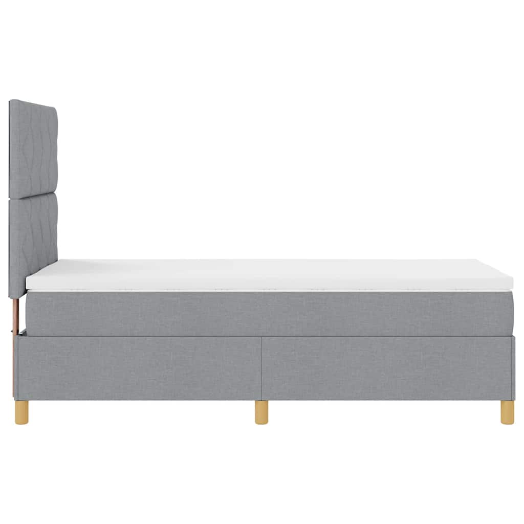 Boxspring Bed with Headboard Light Gray 90 x 190 cm Fabric
