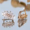 1 Pairs Fashion White Zircon Flowers Hoop Earrings Luxury Golden Color Wedding Jewelry Gifts