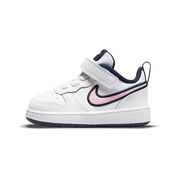 (TD) Nike Court Borough Low 2 SE1 White Blue Pink Baby DB3092-100 EU 21