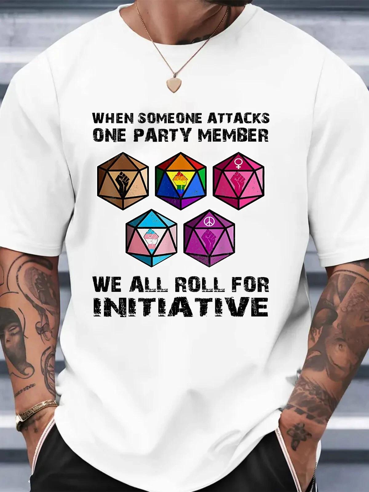 

When Someone Attacks One Party Member T-Shirt LGBTQ Pride Funny Gaming Tee Top 4XL