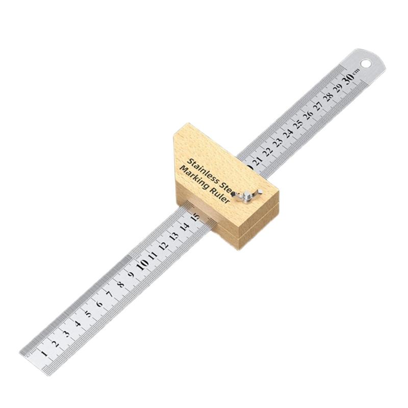 Professional Woodworking Measuring Tool Multifunction Graduated Scale Ruler Corrosion Resistant Design
