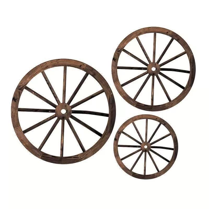 

Vintage Wooden Wheel Wall Decor Indoor Hanging Ornament 30x30x0 5cm Adhesive Dot Mounting without Rope Hook Rustic Style One Size коричневый