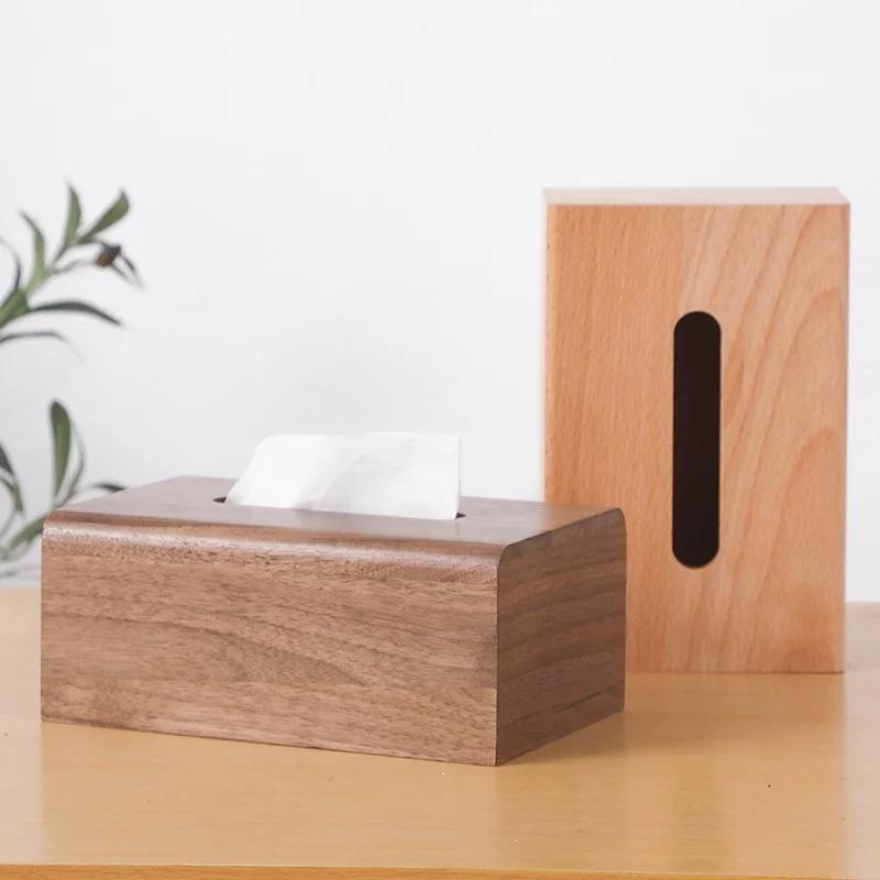 Spot wooden black walnut tissue storage wooden box office cafe living room wooden drawing paper box table decoration