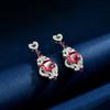 WUIHA 925 Sterling Silver 8 * 10 MM Cushion Cut Lab Sapphire Ruby High Carbon Diamonds Wedding Engagement Drop Dangle Earrings