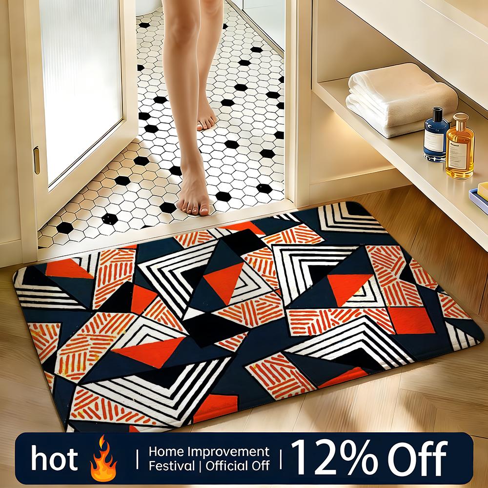 Soft Absorbent Non-Slip Rug Art geometric art Floor Mat Home Decor Doormat Bedroom Floor Mat Shower Carpet 40x60cm