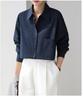 2026 Retro Korean Style Dark Blue Sun Protection Long Sleeve Shirt - Women's Slimming, Loose Fit, Simple Fashion.