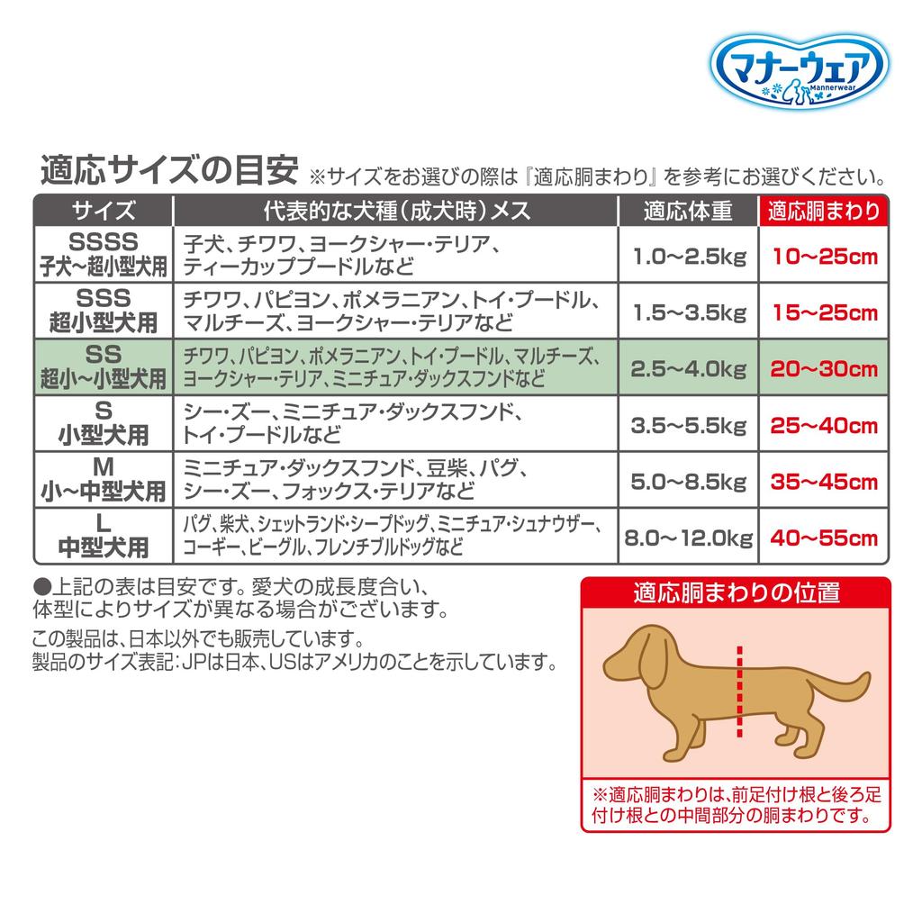 Manners Wear Dog Diaper for SS for Extra Small to Small Mauve Pink 304 Sheets Sheets x Nursing Pet Unicharm Girls, Size, Dogs, Dots/Pink Check, (38