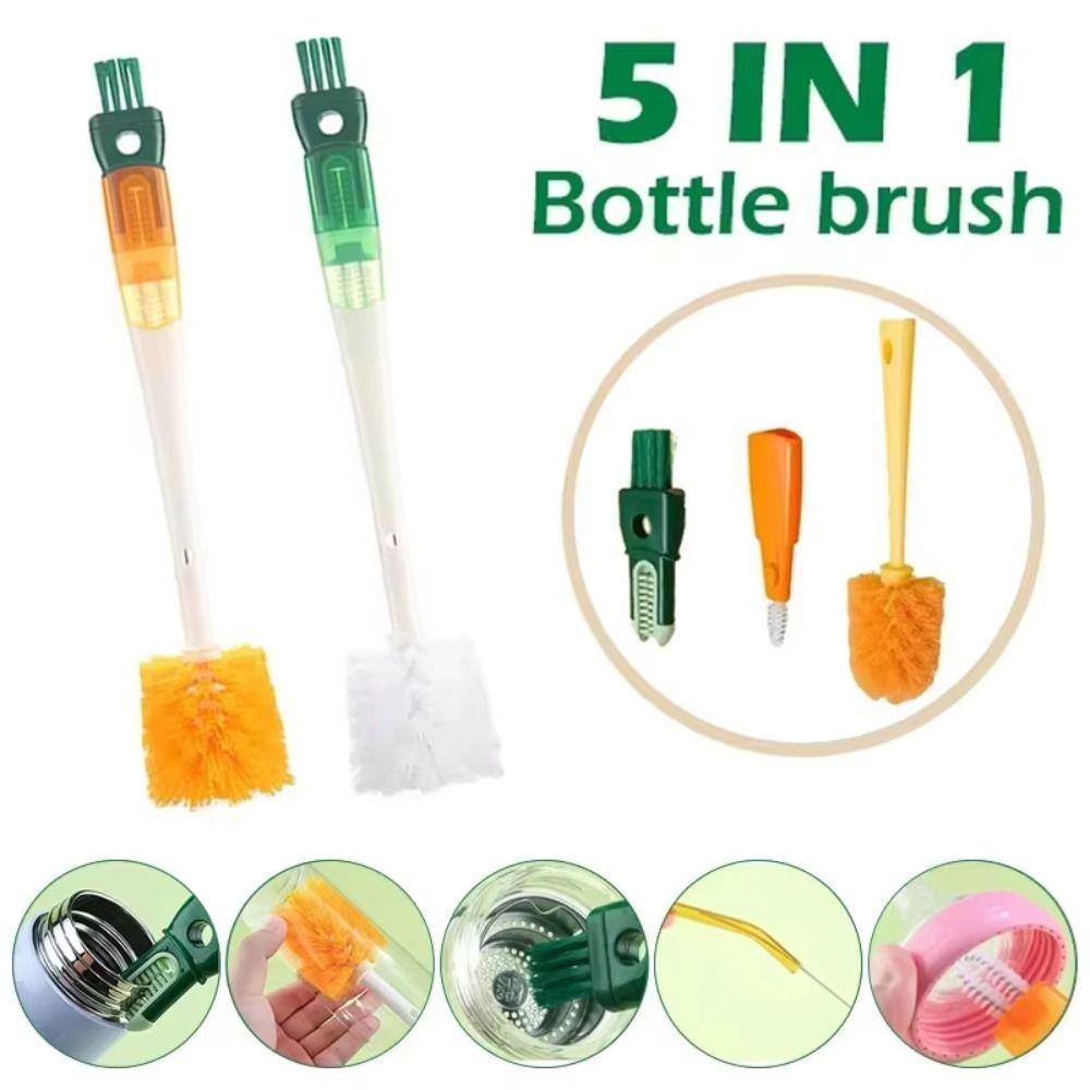 Multi-purpose Bottle Brush Long Handle 5 In 1 Cup Cleaning Brush  Baby Bottle Cleaning