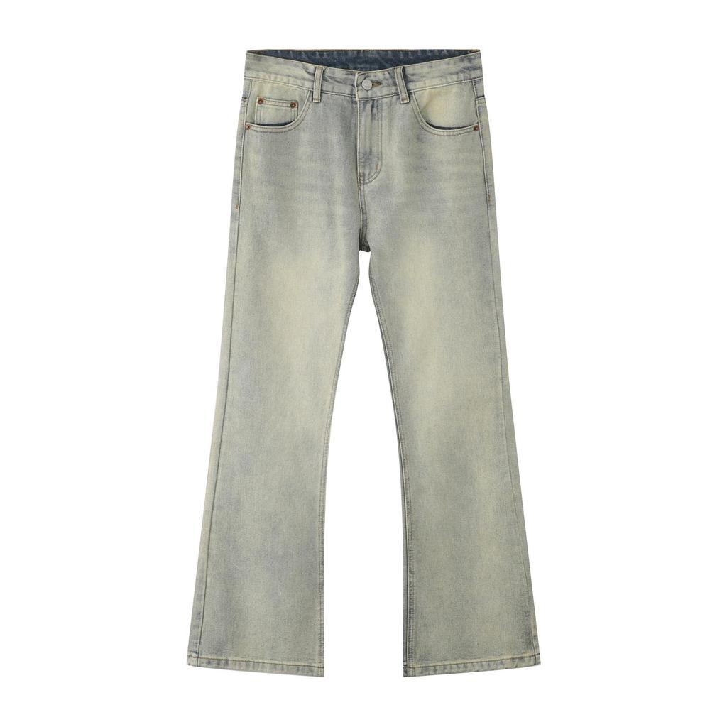 Men's Jeans Japan Korea Style Streetwear Vintage High Street Hip Hop Casual Flare Denim Jeans Pant Men Denim Trousers