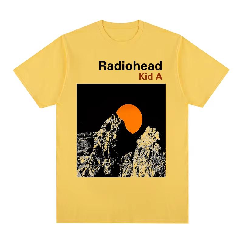 Summer Hot Sale Radiohead Vintage Rock Band Camisetas Cotton T Shirt Y2k Unisex Printed Short Sleeve Casual Outdoor Cotton Tee