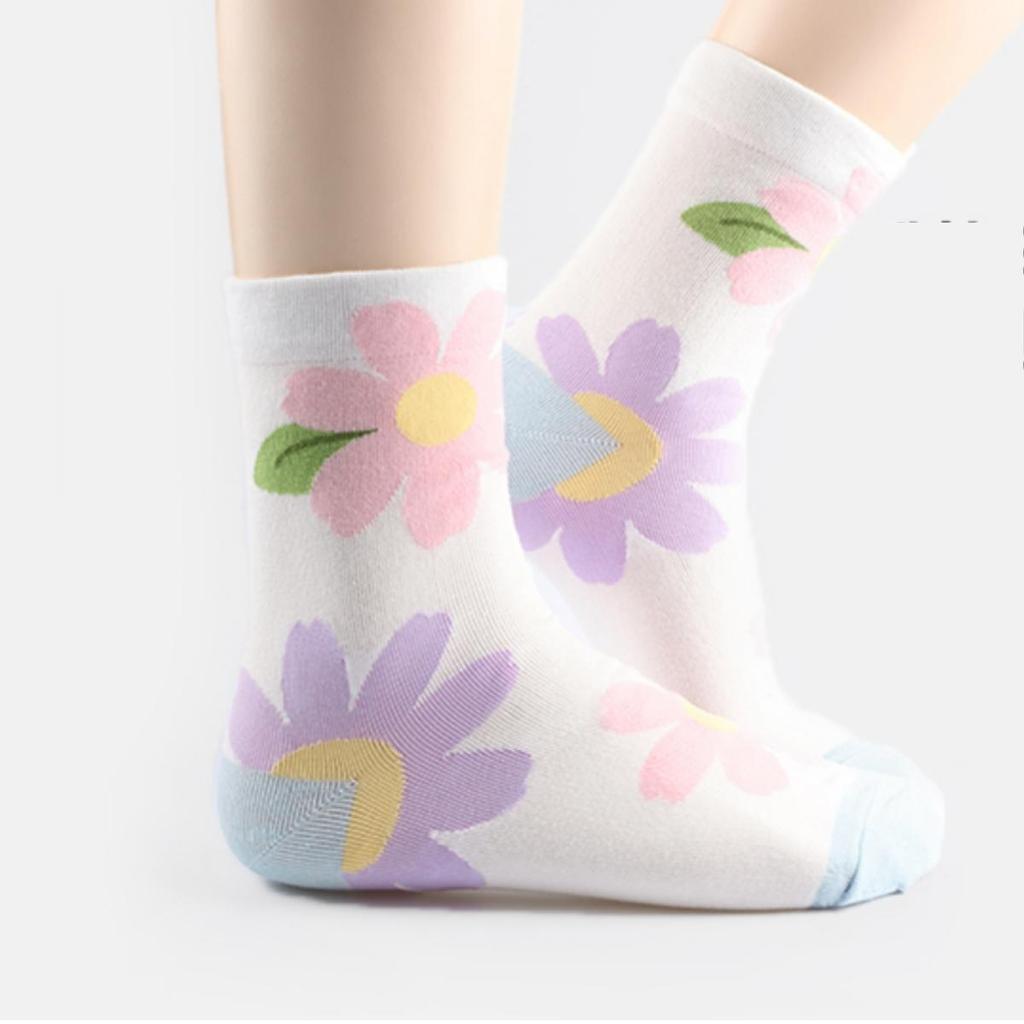 Women's Large Floral Mid-Calf Socks 3-Pair Set