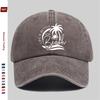Pc Vintage Beach Vacation Print Baseball Cap Sweet Vacation Style Decorative Papa Hat Trucker Sun Hat Washed Buckle Strap Ad