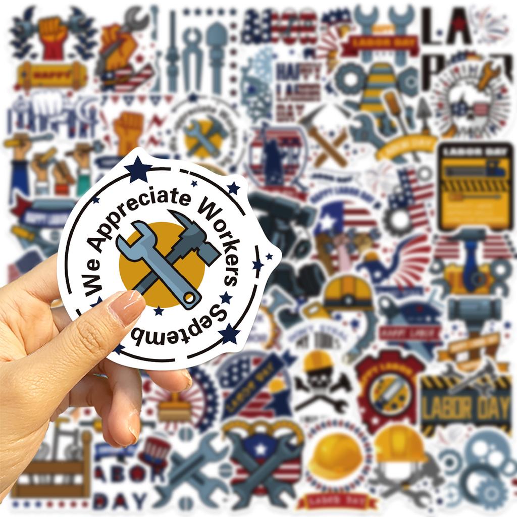 50 Cartoon Amerikanischer Tag der Arbeit Graffiti Aufkleber Dekorieren Gitarre Notizbuch Koffer DIY
