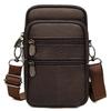 Echte Leder Crossbody Handytasche für Herren, Kleine Schultertasche mit Doppelreißverschluss und Mehreren Reißverschlusstaschen für den Täglichen Gebrauch