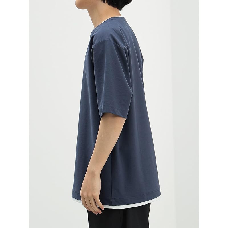 [Beams Heart] S/S TEE Cool touch sensation key neck layered T-shirt men's NAVY M 42040333639