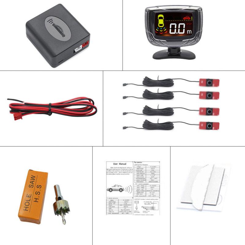 Car Parking Sensor Set Lcd Display 4 Probe 80db Buzzer Alarm Backup Reversing Radar Monitor Detector