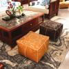 Embroider Craft Moroccan Cushion PU Leather Pouf Floor Seat Hassock Ottoman Footstool Large Unstuffed Tatami Cushion Futon
