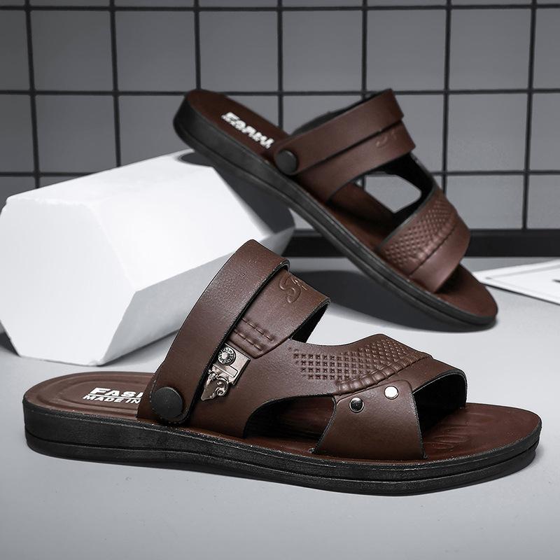 2025 Summer New Men's Beach Shoes Thin Men's Shoes Casual Wear Sandals Lazy Soft Sole One Pedal Slippers