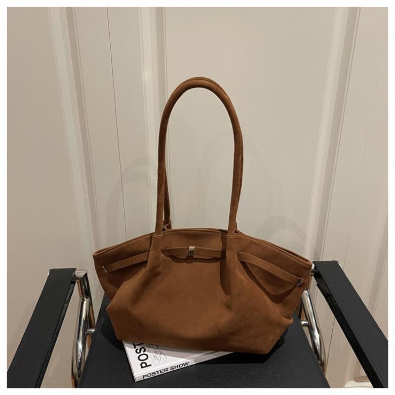 Große Kapazität Einfarbige Lässige Faule Stil Mattierte Schultertasche Fächerförmige Teigtaschen-Tragetasche Für Frauen