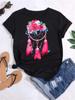 Women's Pattern Short Sleeve T-Shirt Women's Summer Clothing Feather 90S Fashion Women's University T-Shirt