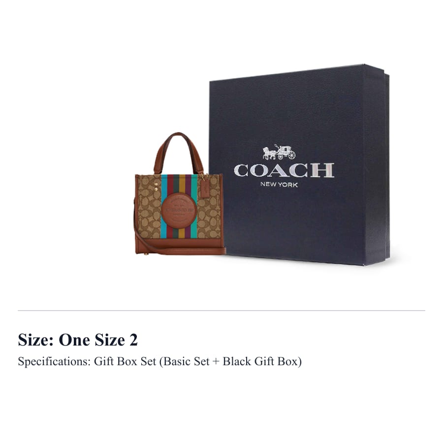 COACH Dempsey Fabric With Cow Leather Tote Bag, Shopping Bag, Shoulder Bag, Crossbody Bag, Handbag Small Women's Brown C5637-IMT1O