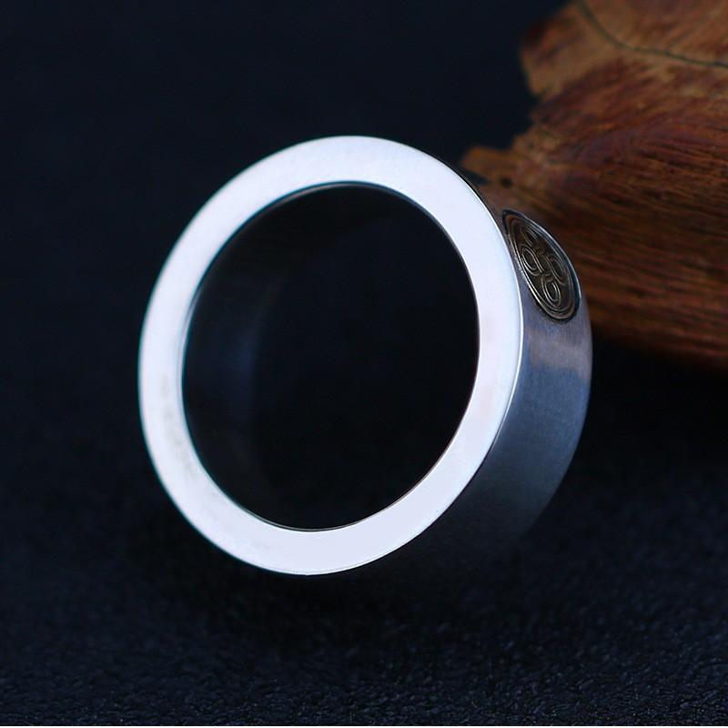 Adjustable Open Ring Men Women Sterling Retro Geometric Infinity Wheel Design Handmade Statement Jewelry