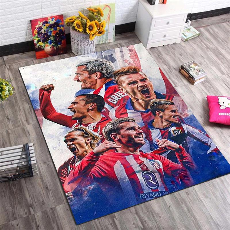 Atletico Madrid Fußballspieler Collage Druck Bereichsteppich Fußballmannschaft Grafik Teppich Boden Teppich Sportfan Wohnzimmer Schlafzimmer Heimdekoration Matte