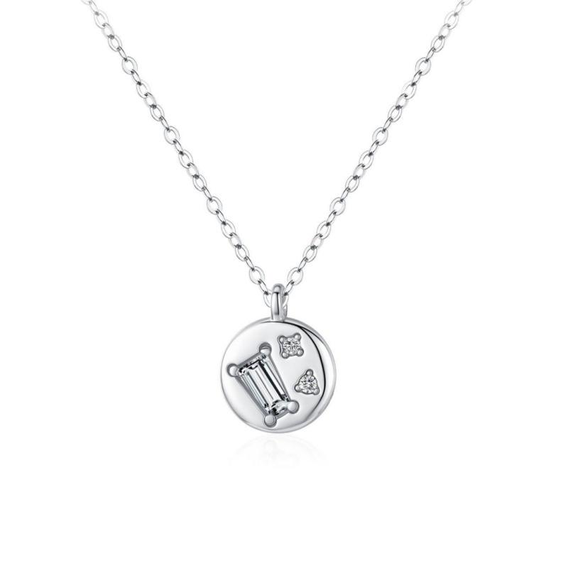 Fashion Gift S925 Sterling Silver Rhodium Plated Zircon Pendant Necklace for Women 40+5cm&925 silver necklaces серебряный