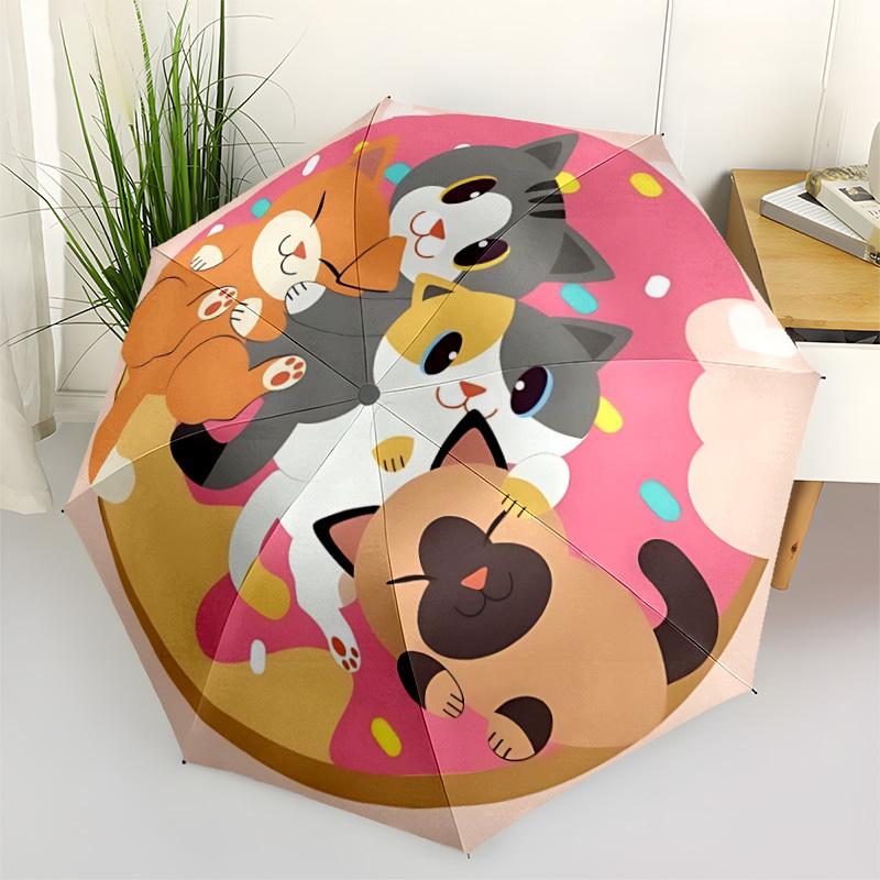 1pc Cat Automatic Opening/Closing Umbrella with Operation & Windproof Canopy yy260311082