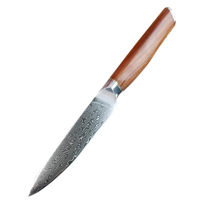 

5 Inch Utility Knife Damascus Steel Blade Wood Handle Sharp Paring Fruit Peeling Slicing Cleaver Steak Barbecue Kitchen Knives 5 inch