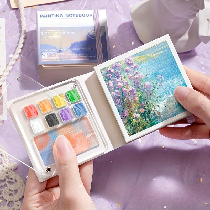 Mini Watercolor Paint Set with Notebook Palette Travel Art Supplies for Handmade Journal Outdoor Sketching Painting Kit gift