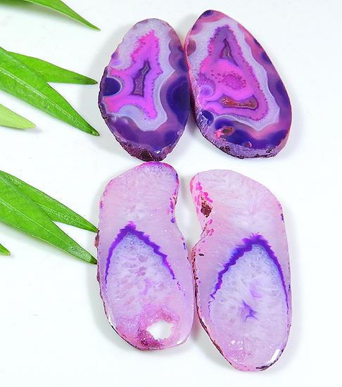 

68Cts. SLICE DRUZY AGATE 2 PAIR FANCY LOOSE GEMSTONE LOT 34-35 MM RQ-123