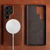 Wireless Charging Calfskin Cowhide Leather Case for Samsung Galaxy S26 Ultra S25 S24 Plus S22 S23FE Note20 Soft Shell Full Cover